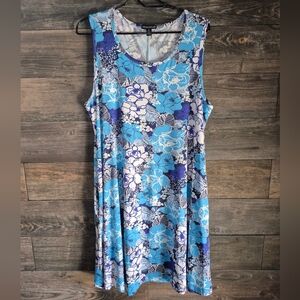 Nina Leonard Blue and White Floral Dress